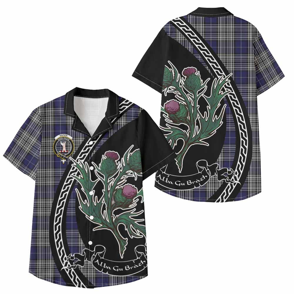 Napier Family Crest Tartan Kid Hawaiian Shirt Alba Thistle Inspired - Tartan Vibes Clothing