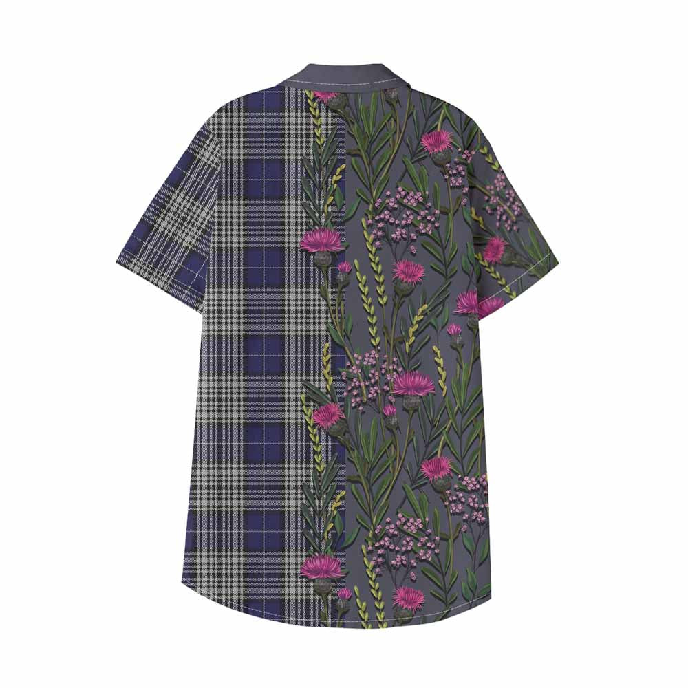 Napier Family Crest Tartan Kid Hawaiian Shirt Scottish Thistle Flower Pattern Half Style - Tartan Vibes Clothing