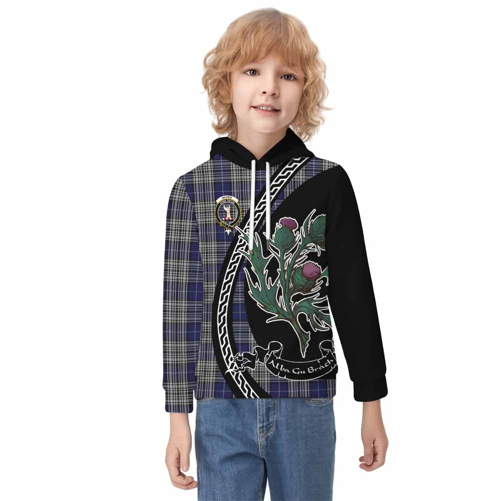Napier Family Crest Tartan Kid Hoodie Alba Thistle Inspired - Tartan Vibes Clothing