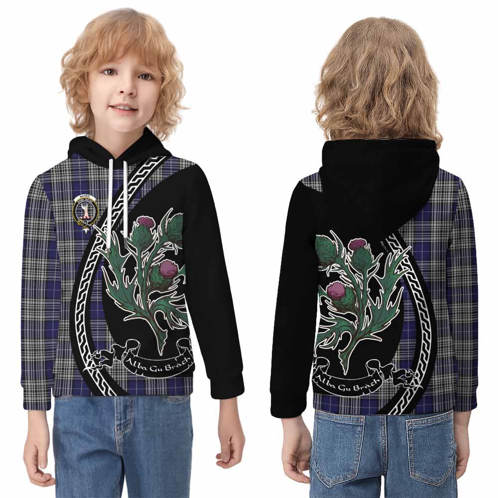 Napier Family Crest Tartan Kid Hoodie Alba Thistle Inspired - Tartan Vibes Clothing