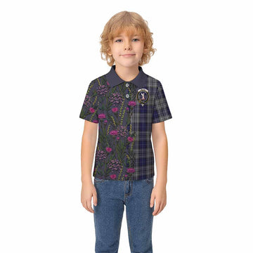 Napier Family Crest Tartan Kid Polo Shirt Scottish Thistle Flower Pattern Half Style - Tartan Vibes Clothing