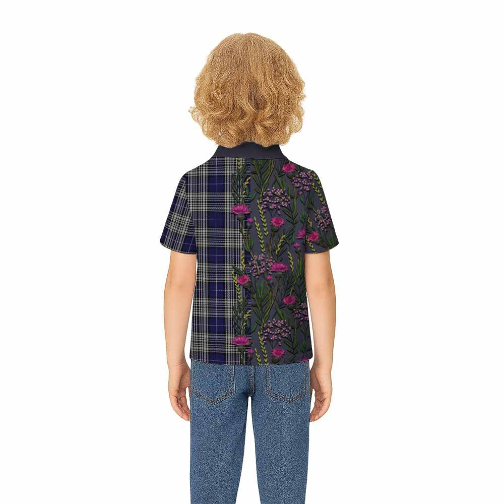 Napier Family Crest Tartan Kid Polo Shirt Scottish Thistle Flower Pattern Half Style - Tartan Vibes Clothing