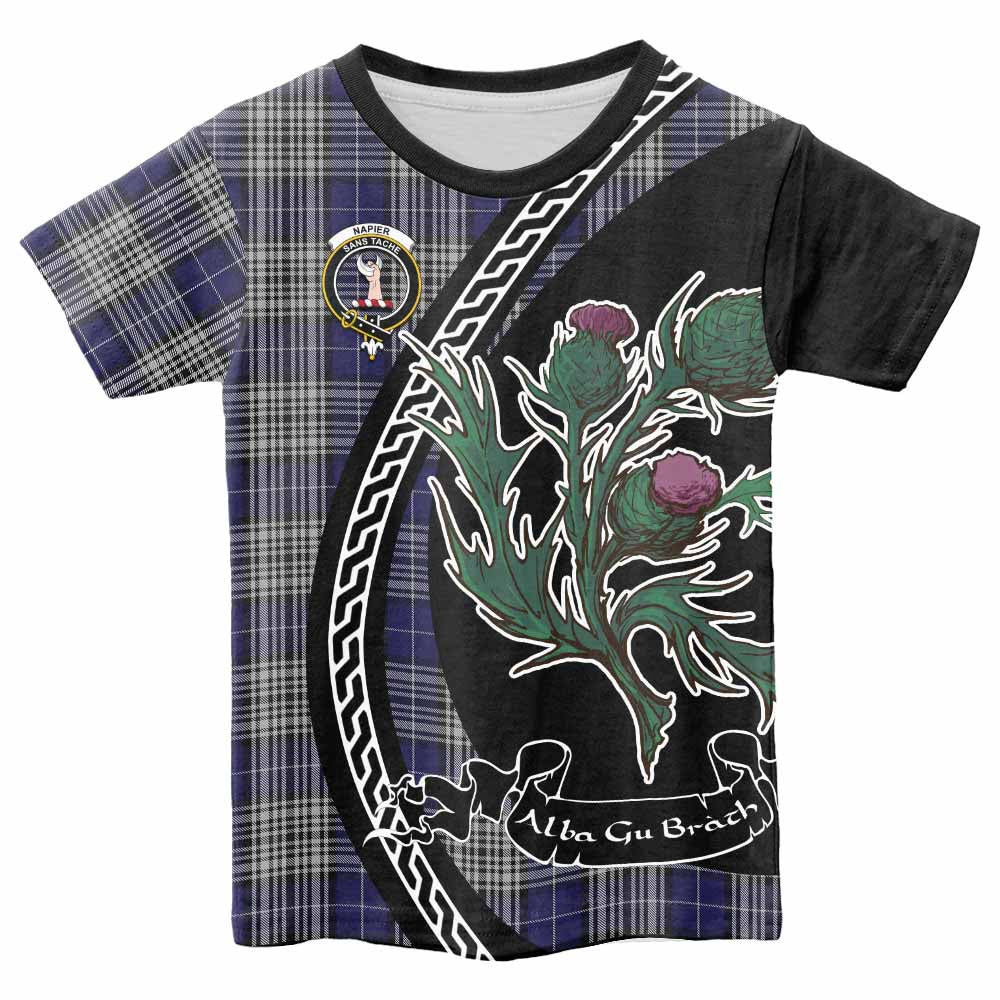 Napier Family Crest Tartan Kid T-shirt Alba Thistle Inspired - Tartan Vibes Clothing