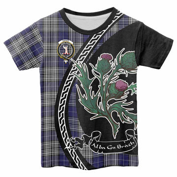 Napier Family Crest Tartan Kid T-shirt Alba Thistle Inspired - Tartan Vibes Clothing