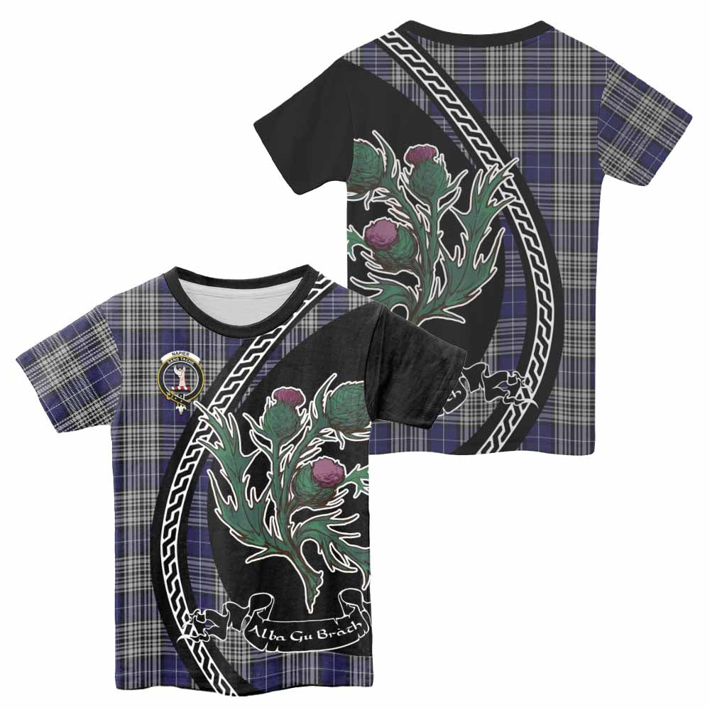 Napier Family Crest Tartan Kid T-shirt Alba Thistle Inspired - Tartan Vibes Clothing