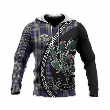 Napier Family Crest Tartan Knitted Hoodie Alba Thistle Inspired