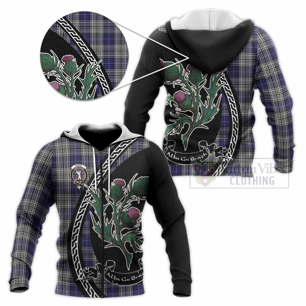 Napier Family Crest Tartan Knitted Hoodie Alba Thistle Inspired - Tartan Vibes Clothing