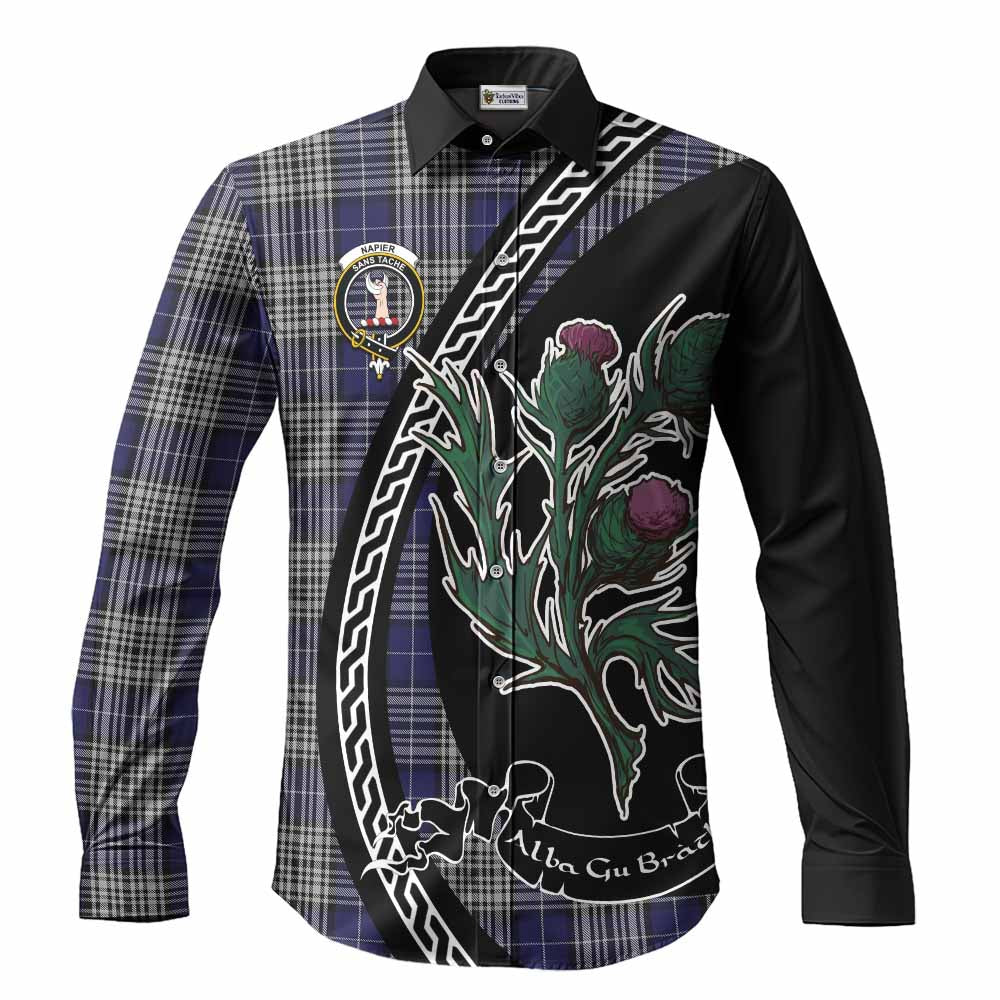 Napier Family Crest Tartan Long Sleeve Button Shirts Alba Thistle Inspired - Tartan Vibes Clothing