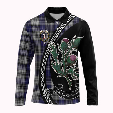Napier Family Crest Tartan Long Sleeve Polo Shirt Alba Thistle Inspired