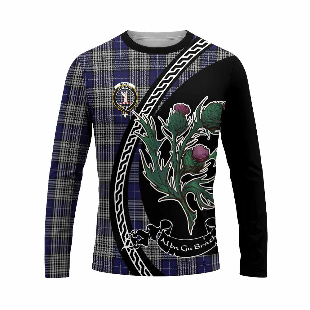 Napier Family Crest Tartan Long Sleeve T-Shirt Alba Thistle Inspired - Tartan Vibes Clothing
