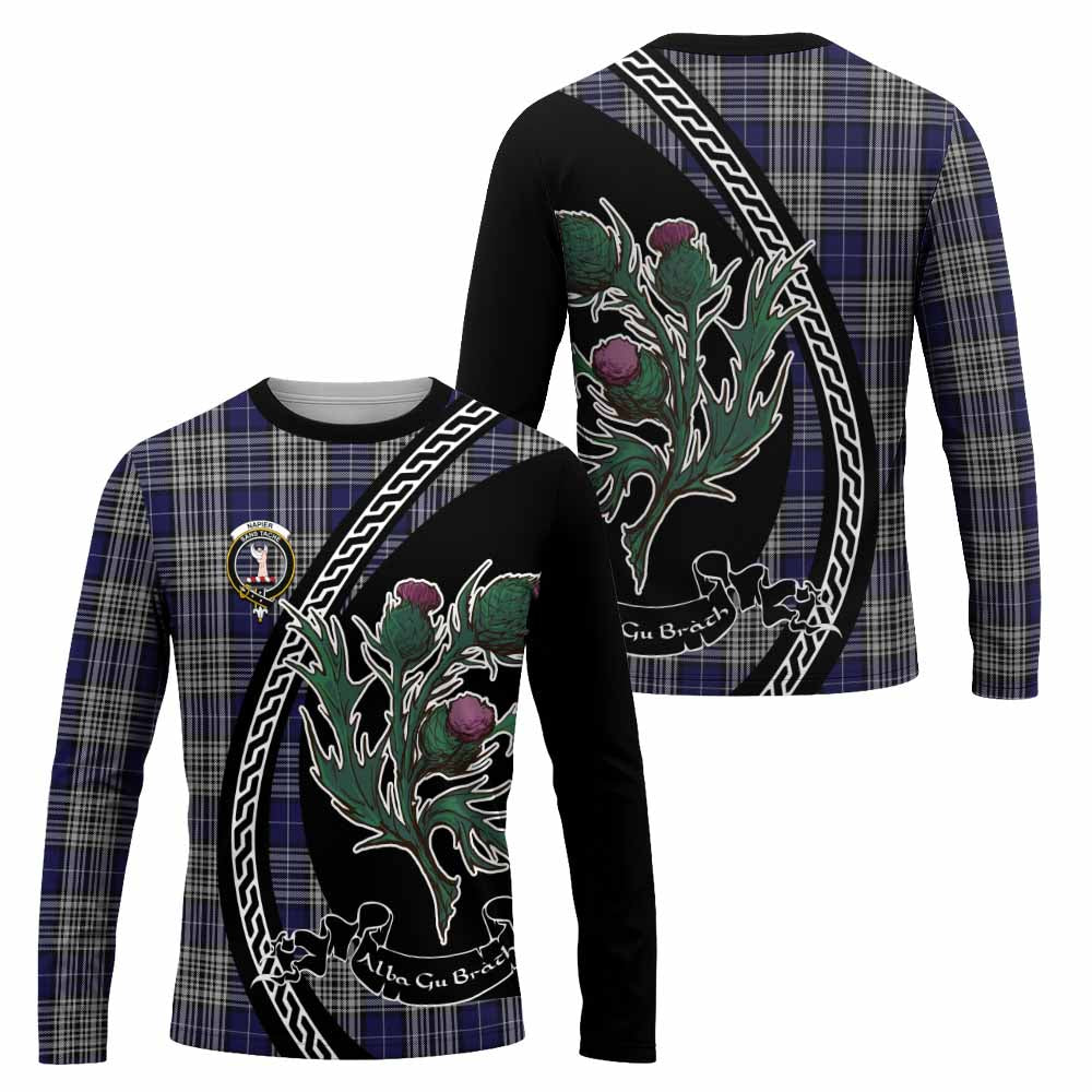 Napier Family Crest Tartan Long Sleeve T-Shirt Alba Thistle Inspired - Tartan Vibes Clothing