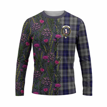 Napier Family Crest Tartan Long Sleeve T-Shirt Scottish Thistle Flower Pattern Half Style - Tartan Vibes Clothing