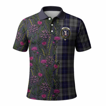 Napier Family Crest Tartan Polo Shirt Scottish Thistle Flower Pattern Half Style