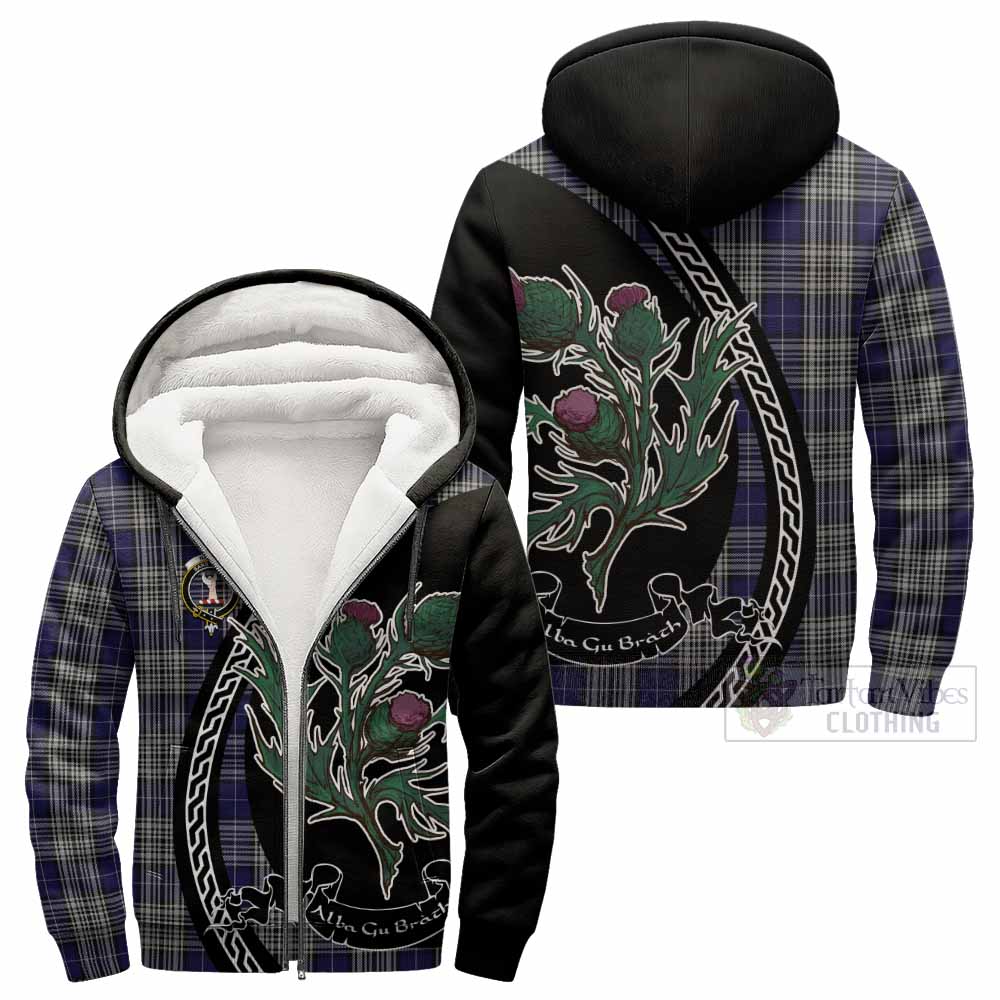 Napier Family Crest Tartan Sherpa Hoodie Alba Thistle Inspired - Tartan Vibes Clothing