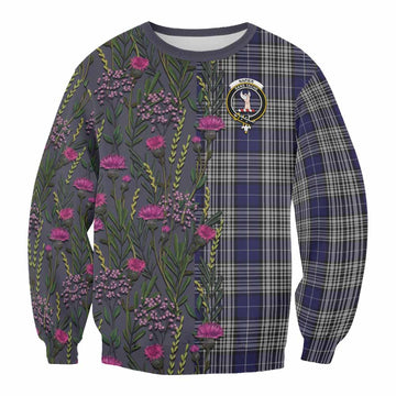 Napier Family Crest Tartan Sweatshirt Scottish Thistle Flower Pattern Half Style