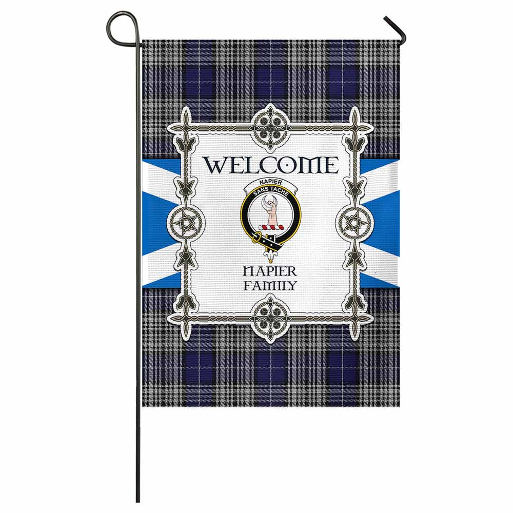 Napier Family Crest Tartan Welcome Garden Flag Saltire Harmony Style - Tartan Vibes Clothing