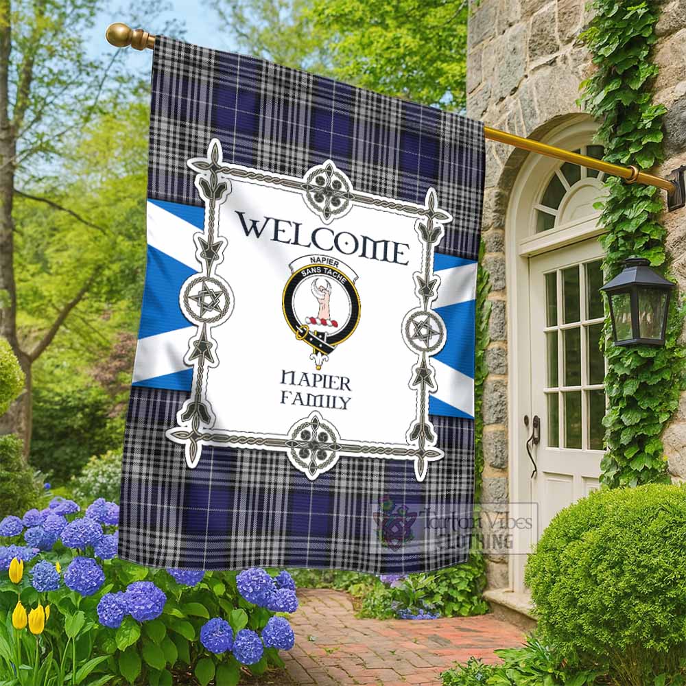 Napier Family Crest Tartan Welcome Garden Flag Saltire Harmony Style - Tartan Vibes Clothing