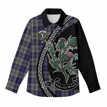 Napier Family Crest Tartan Women Casual Shirt Alba Thistle Inspired - Tartan Vibes Clothing