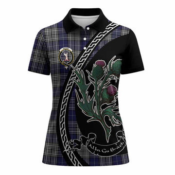Napier Family Crest Tartan Women Polo Shirt Alba Thistle Inspired