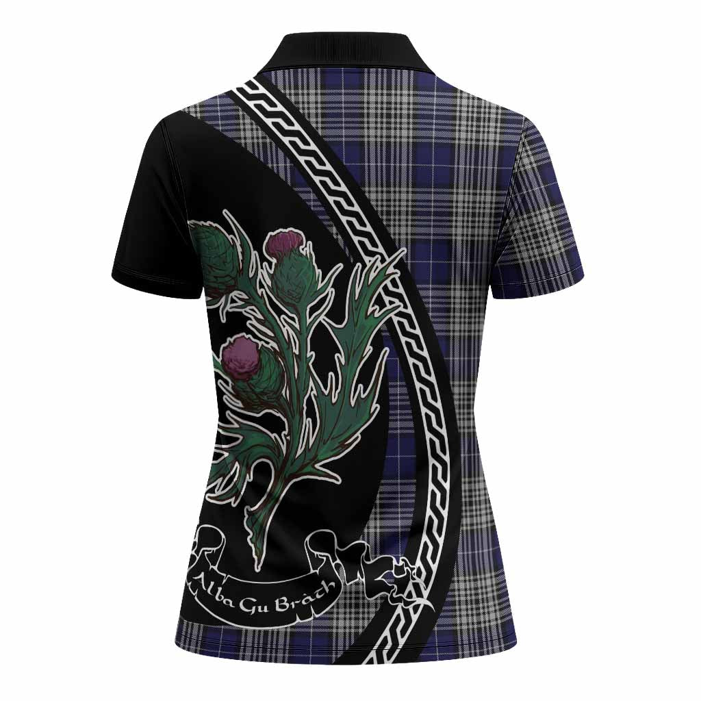 Napier Family Crest Tartan Women Polo Shirt Alba Thistle Inspired - Tartan Vibes Clothing