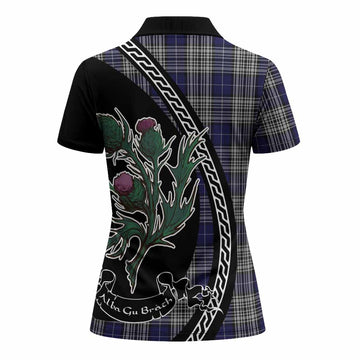 Napier Family Crest Tartan Women Polo Shirt Alba Thistle Inspired