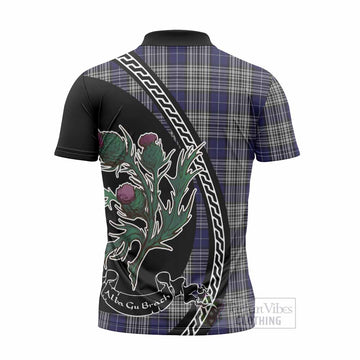 Napier Family Crest Tartan Zipper Polo Shirt Alba Thistle Inspired