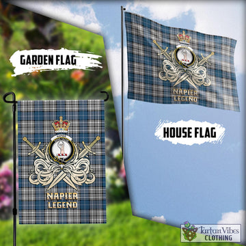 Napier Modern Tartan Flag with Clan Crest and the Golden Sword of Courageous Legacy