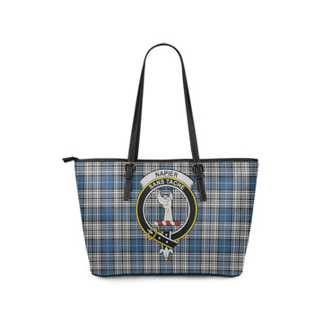 Napier Modern Tartan Leather Tote Bag with Family Crest