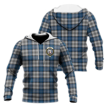 Napier Modern Tartan Knitted Hoodie with Family Crest