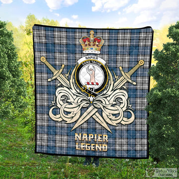 Napier Modern Tartan Quilt with Clan Crest and the Golden Sword of Courageous Legacy