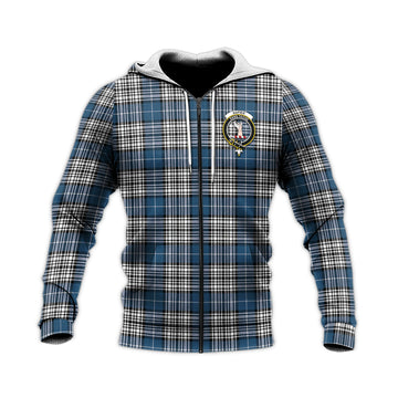 Napier Modern Tartan Knitted Hoodie with Family Crest