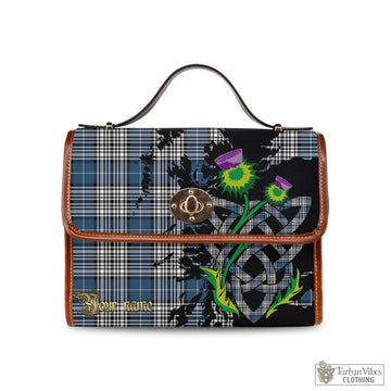Napier Modern Tartan Waterproof Canvas Bag with Scotland Map and Thistle Celtic Accents