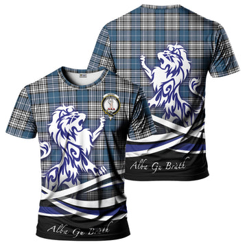 Napier Modern Tartan T-Shirt with Alba Gu Brath Regal Lion Emblem