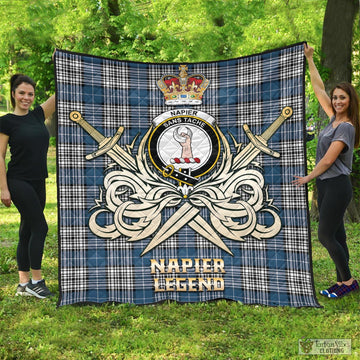 Napier Modern Tartan Quilt with Clan Crest and the Golden Sword of Courageous Legacy