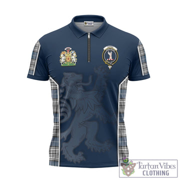 Napier Modern Tartan Zipper Polo Shirt with Family Crest and Lion Rampant Vibes Sport Style