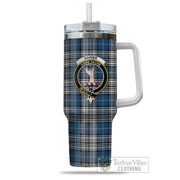 Napier Modern Tartan and Family Crest Tumbler with Handle