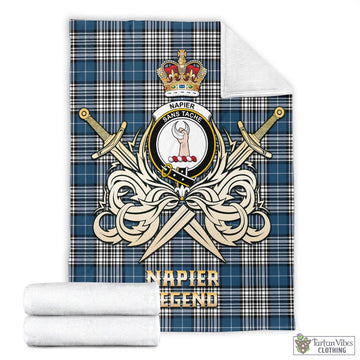 Napier Modern Tartan Blanket with Clan Crest and the Golden Sword of Courageous Legacy