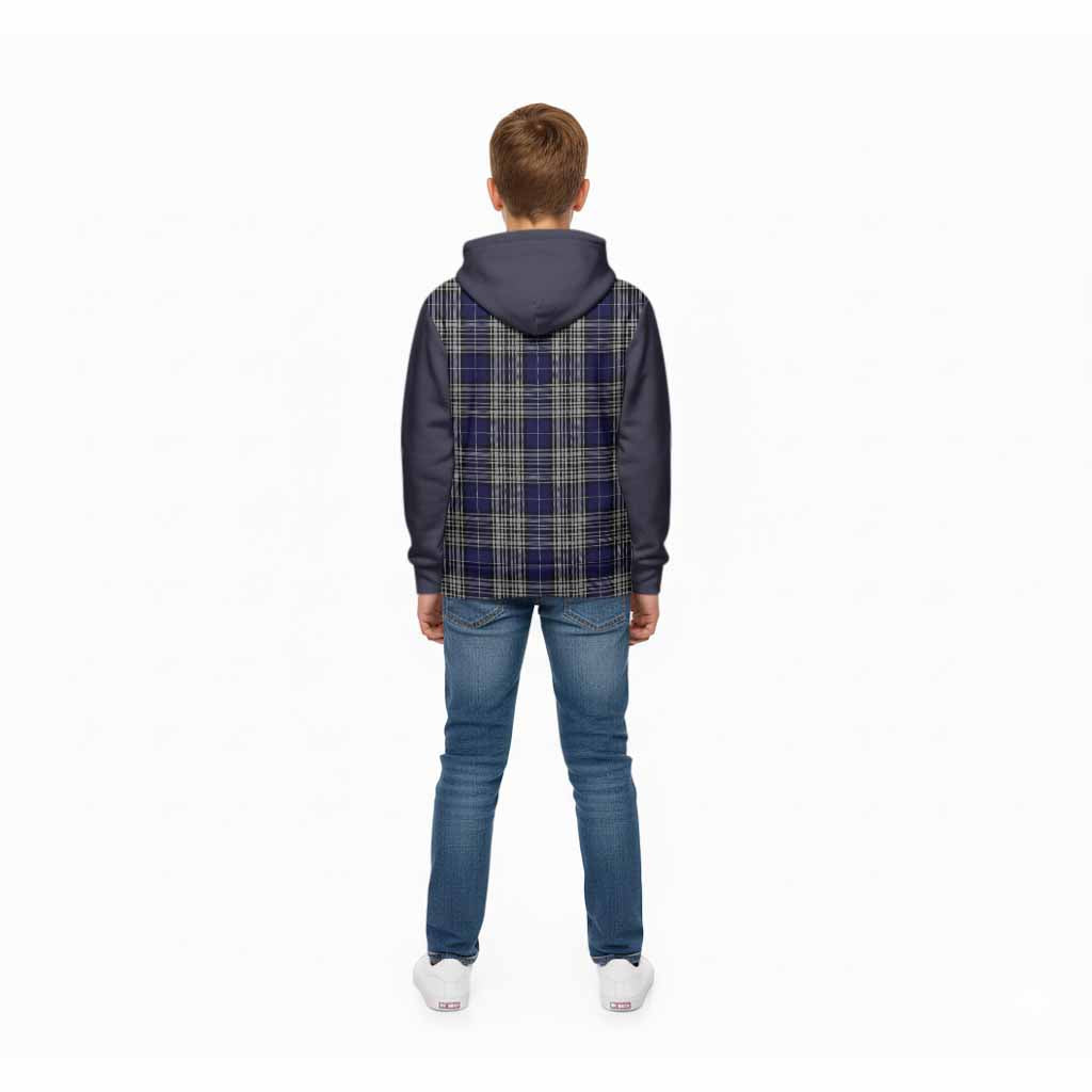 Napier Tartan Accent Kid Hoodie with Family Crest