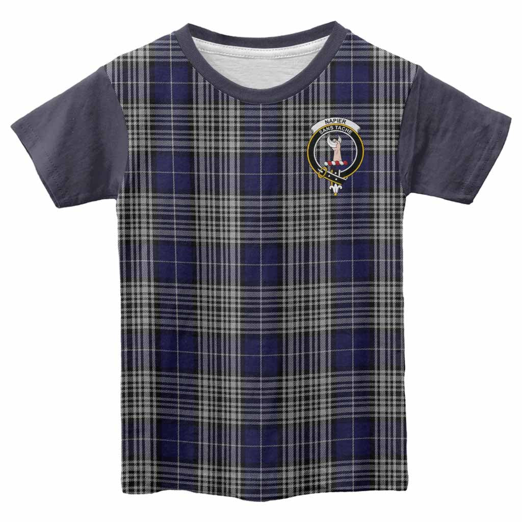 Napier Tartan Accent Kid T-shirt with Family Crest