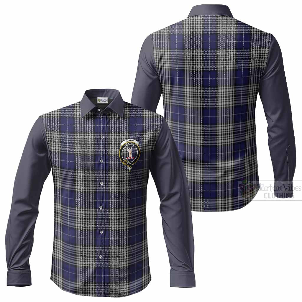Napier Tartan Accent Long Sleeve Button Shirts with Family Crest