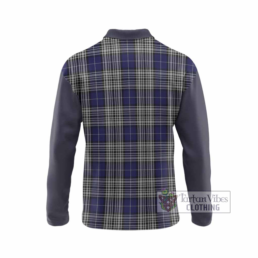Napier Tartan Accent Long Sleeve Polo Shirt with Family Crest