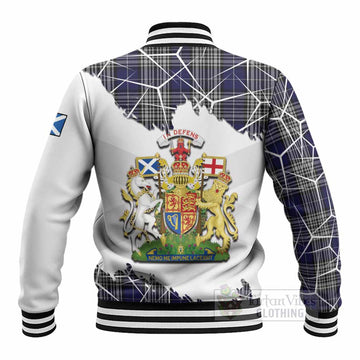 Napier Tartan Baseball Jacket with Family Crest and Lion Rampant Grunge Style
