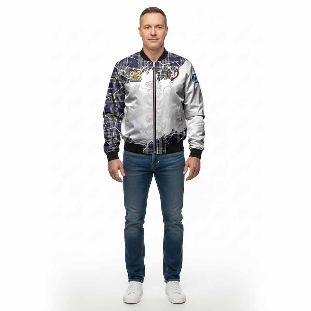 Napier Tartan Bomber Jacket with Family Crest and Lion Rampant Grunge Style