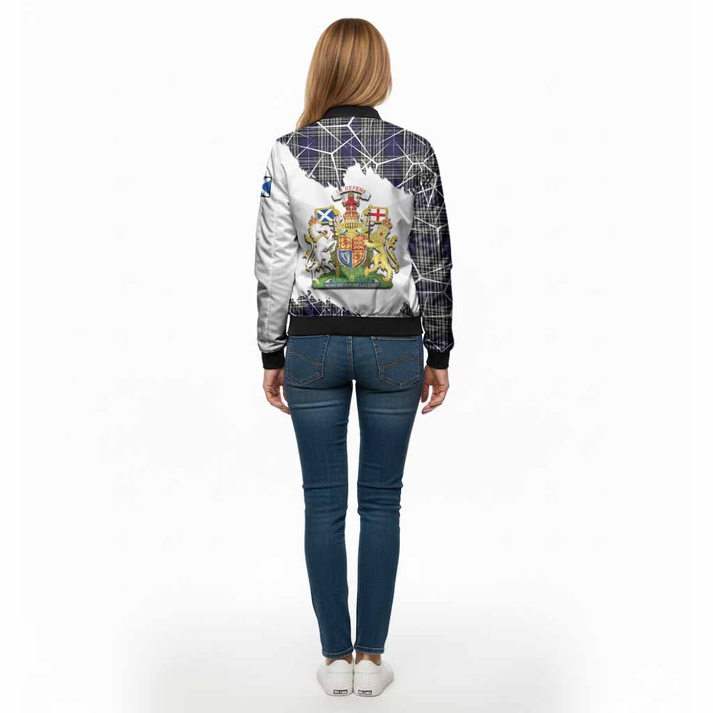 Napier Tartan Bomber Jacket with Family Crest and Lion Rampant Grunge Style