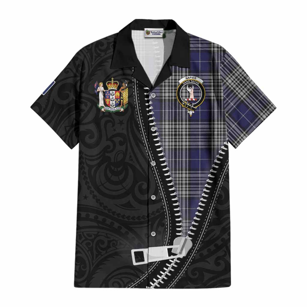 Napier Tartan Cotton Hawaiian Shirt New Zealand Pattern Unique Zipper Stylized