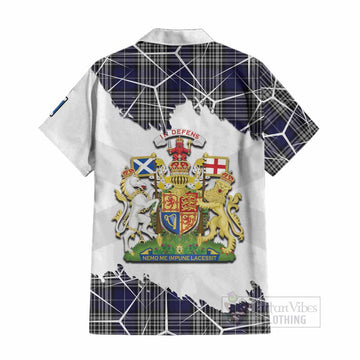 Napier Tartan Cotton Hawaiian Shirt with Family Crest and Lion Rampant Grunge Style
