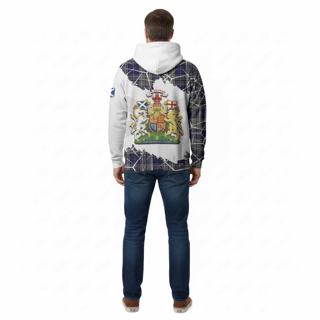 Napier Tartan Cotton Hoodie with Family Crest and Lion Rampant Grunge Style
