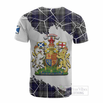 Napier Tartan Cotton T-shirt with Family Crest and Lion Rampant Grunge Style