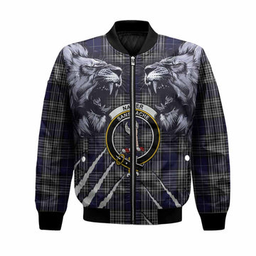 Napier Tartan Crest Bomber Jacket Ferocious Lion Style