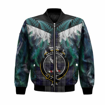 Napier Tartan Crest Bomber Jacket New Zealand Maori Korowai Cloak